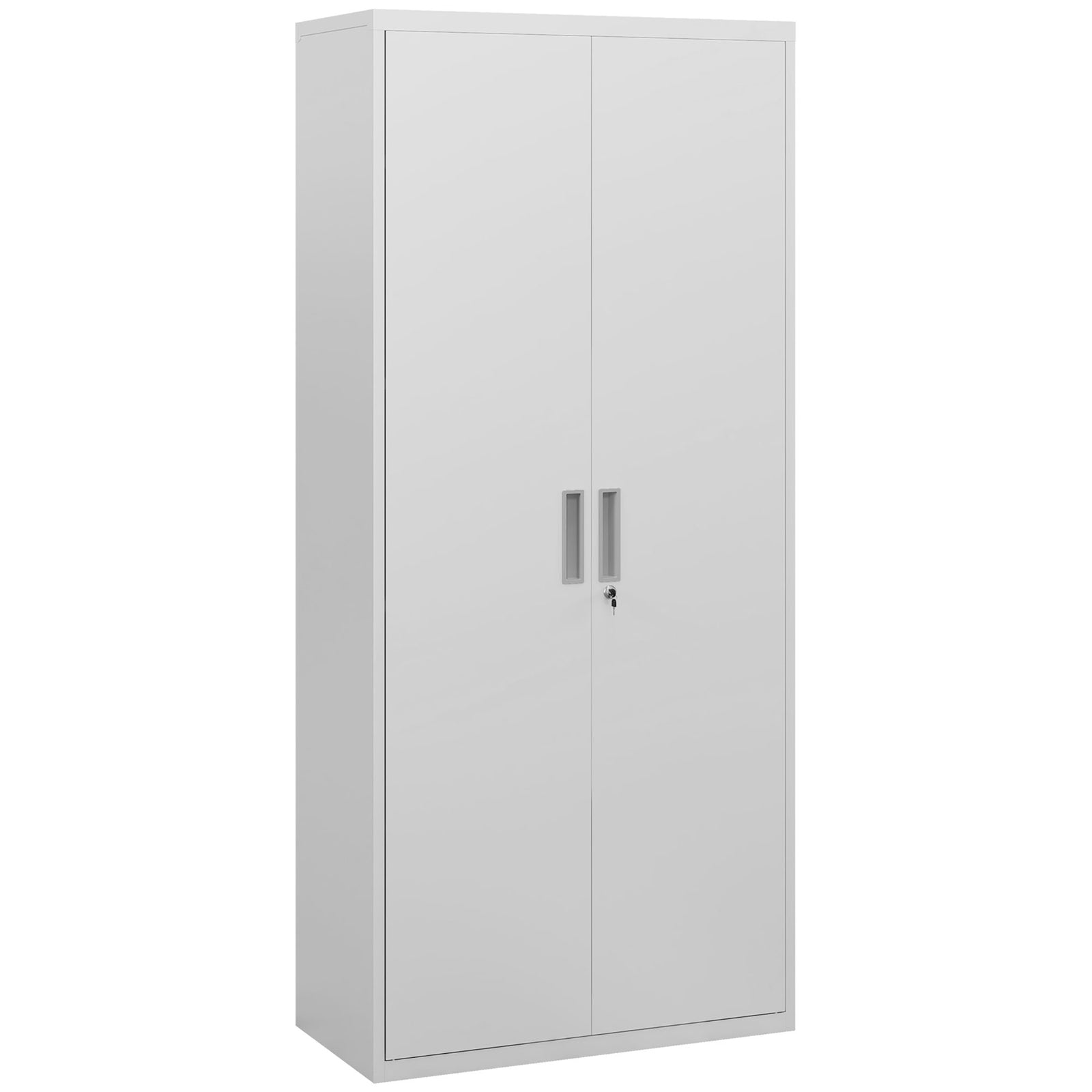Five Shelf Lockable Steel Office Cabinet - White