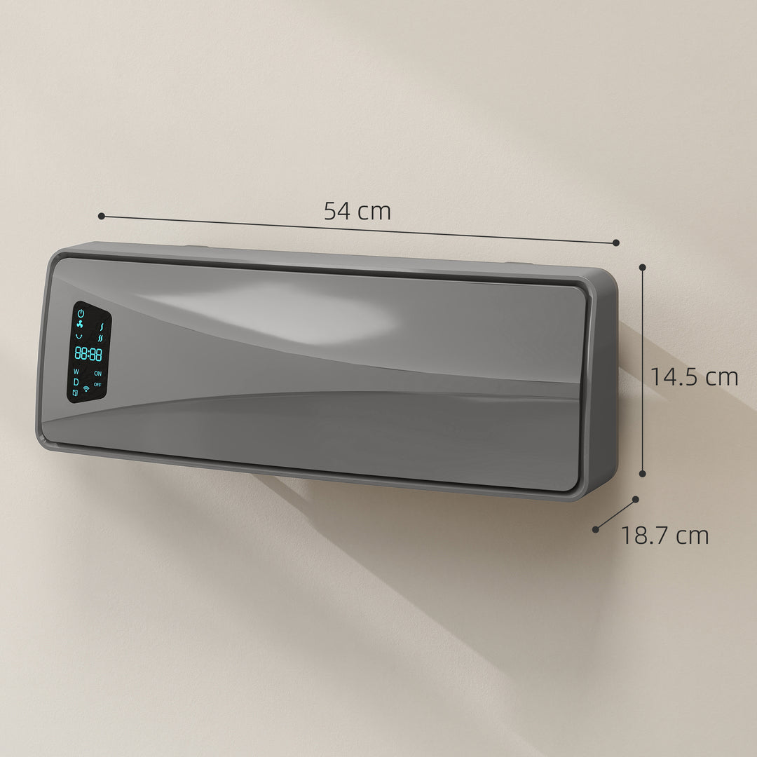 MCL 2000W Ceramic Electric Heater with Fan, Adjustable Thermostat, Wall Mounted - Grey