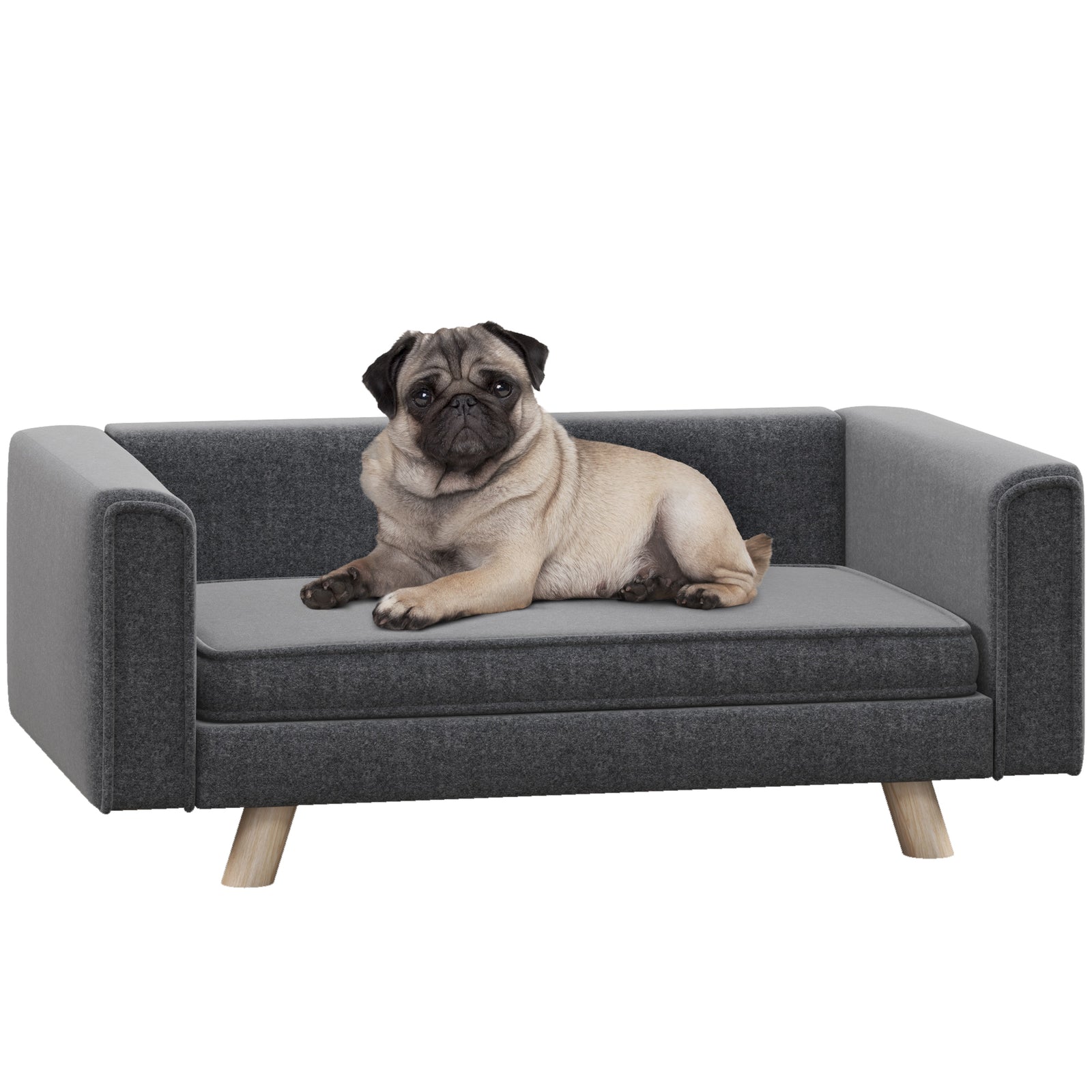 Elevated Dog Sofa Bed, with Cushion, for Medium and Small Dogs, Grey