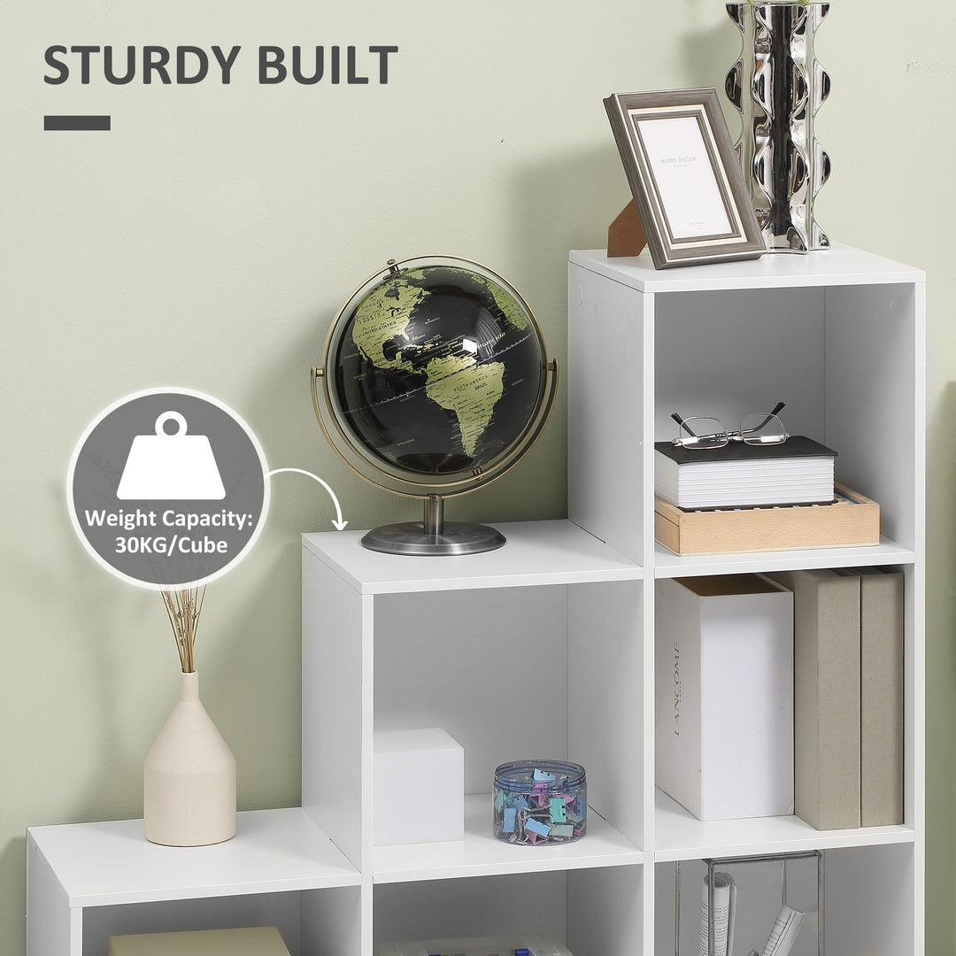 3-tier Step 6 Cubes Storage Unit Particle Board Cabinet Bookcase Organiser Home Office Shelves - White