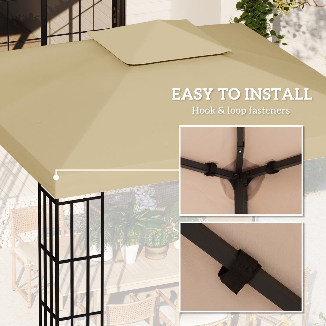 3(m) Gazebo Top Cover Double Tier Canopy Replacement Pavilion Roof Deep Beige
