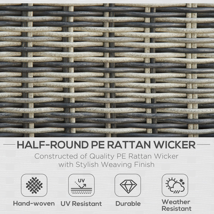 Five Piece Rattan Armchair, Stool and Table Set - Mixed Grey