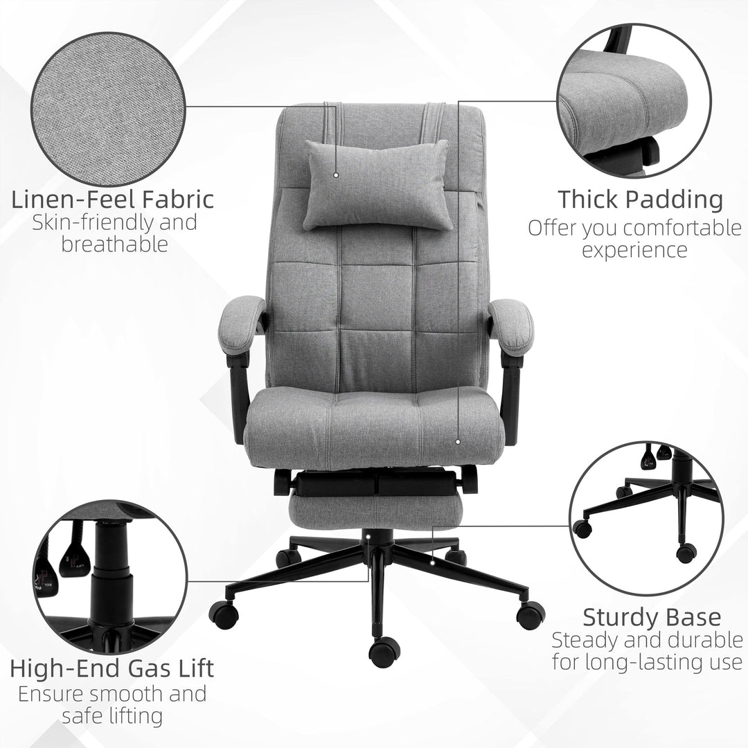 MCL Office Chair with Footrest Ergonomic Office Chair with Armrests Lumber Support and Headrest Light Grey
