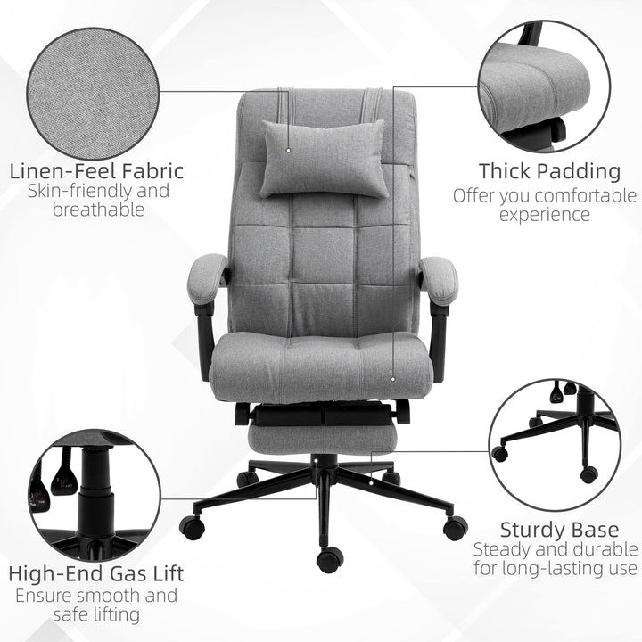 MCL Office Chair with Footrest Ergonomic Office Chair with Armrests Lumber Support and Headrest Light Grey