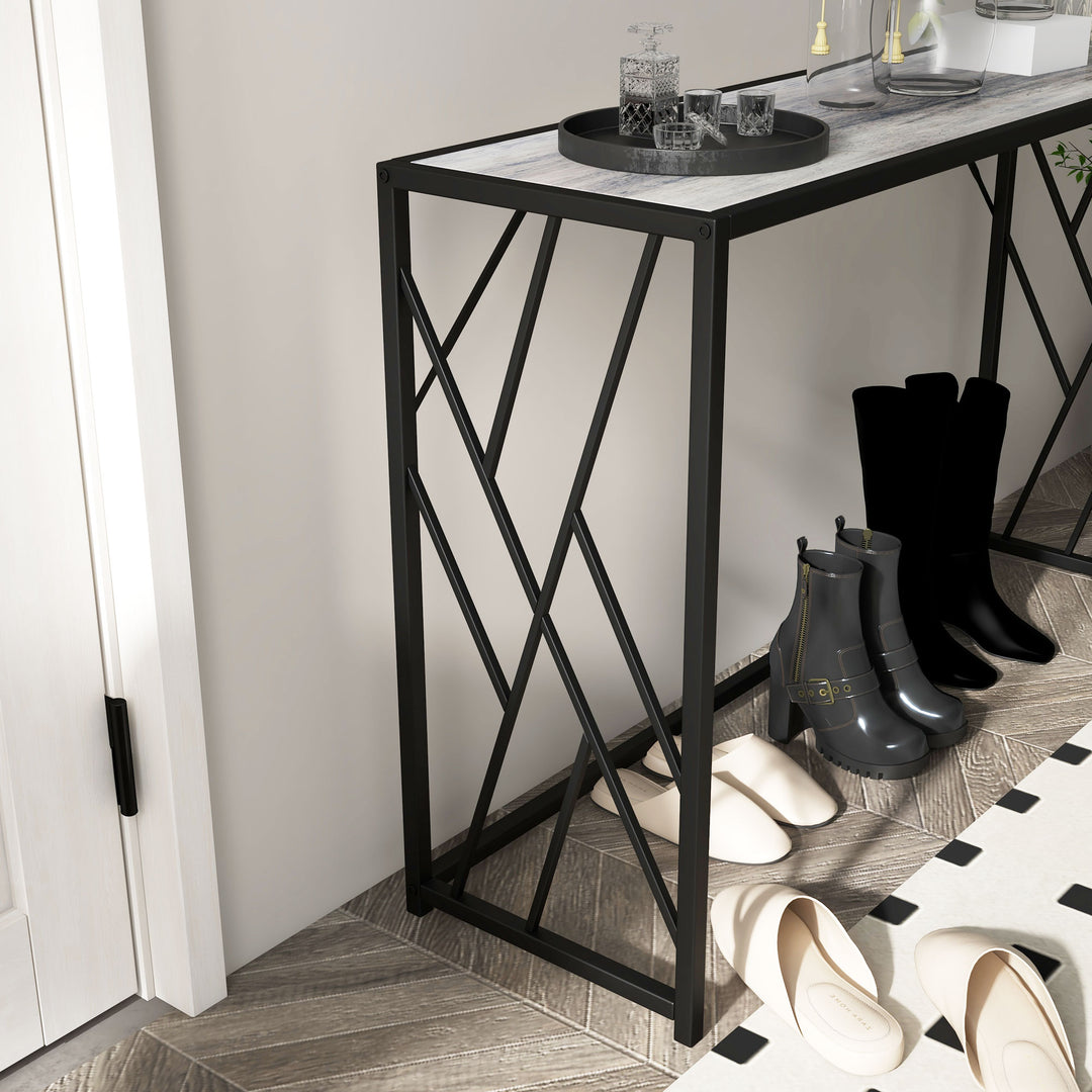 Console Table, Industrial Sofa Table with Metal Frame for Living Room, Hallway, 120 cm, Grey