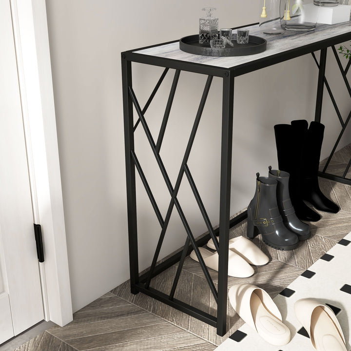 Console Table, Industrial Sofa Table with Metal Frame for Living Room, Hallway, 120 cm, Grey