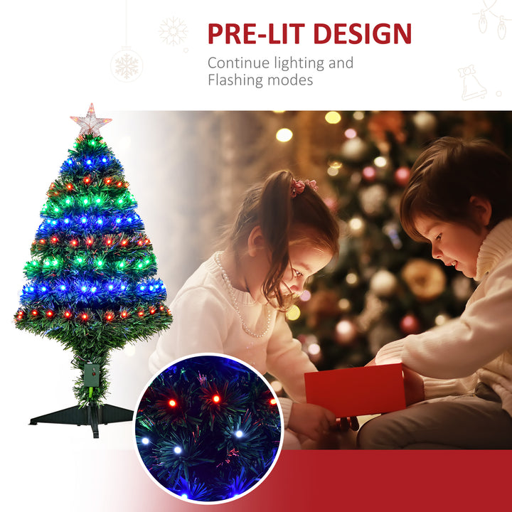 HOMCOM 3ft 90cm Fiber Optic Xmas Tree Artificial Christmas Tree | Aosom UK