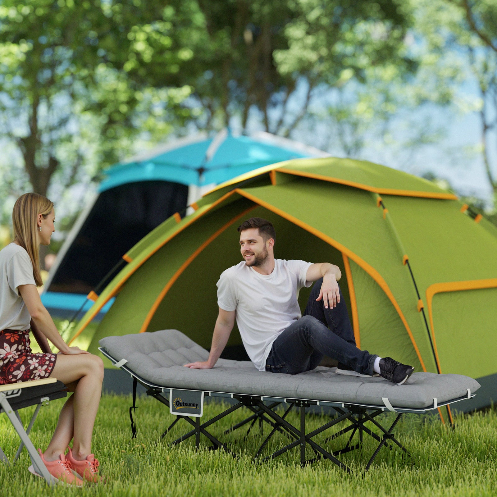 68cm Wide Folding Bed, Camping Cot for Adults with Mattress, Carry Bag