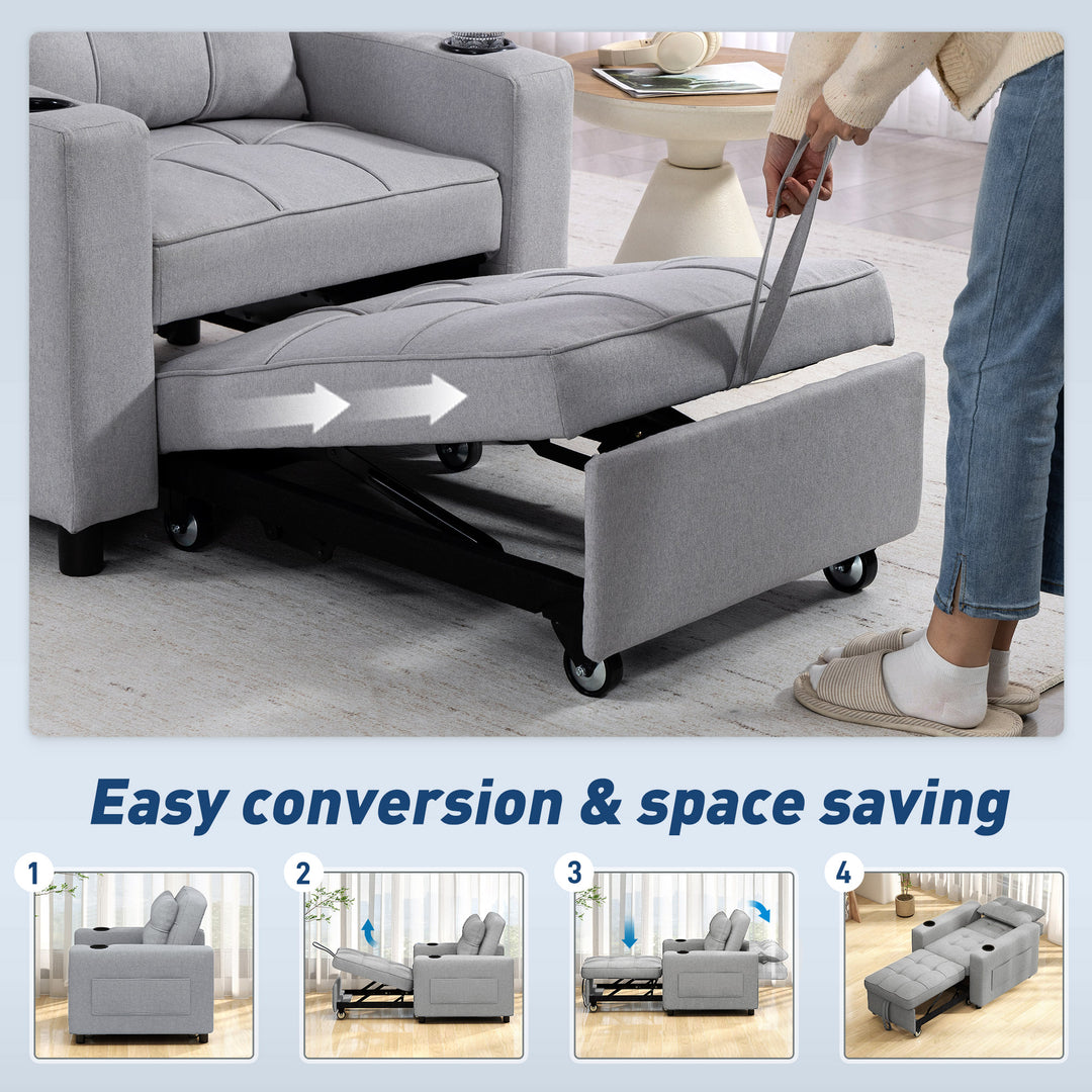 3-in-1 Single Sofa Bed, Convertible Sleeper Chair Bed