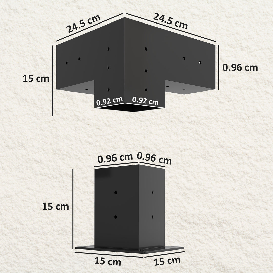 Pergola Kit, DIY Pergola Brackets with 3-Way Pergola Corner Brackets and Post Base for 4" x 4" (Actual 3.6" x 3.6") Lumber, 8 PCS Includes Screws