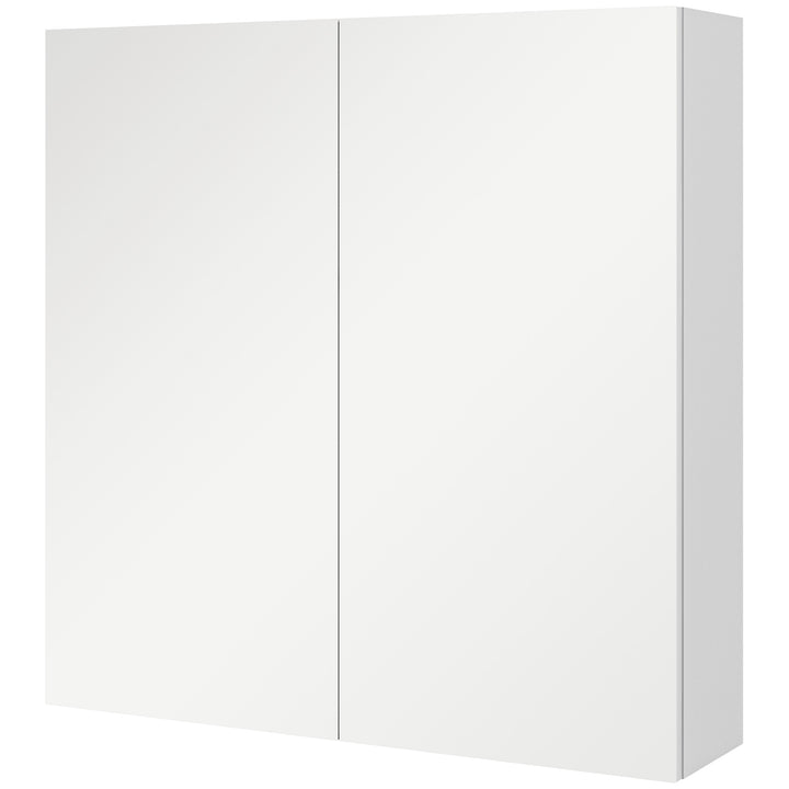 Bathroom Mirror Cabinet, Wall Mounted Bathroom Storage Cupboard with Adjustable Shelf, 60W x 15D x 60Hcm, High Gloss White