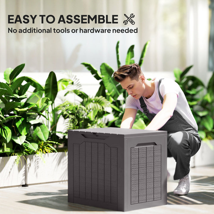 93L Plastic Garden Storage Box, Outdoor Storage Box with Handles, Waterproof Outdoor Storage Container