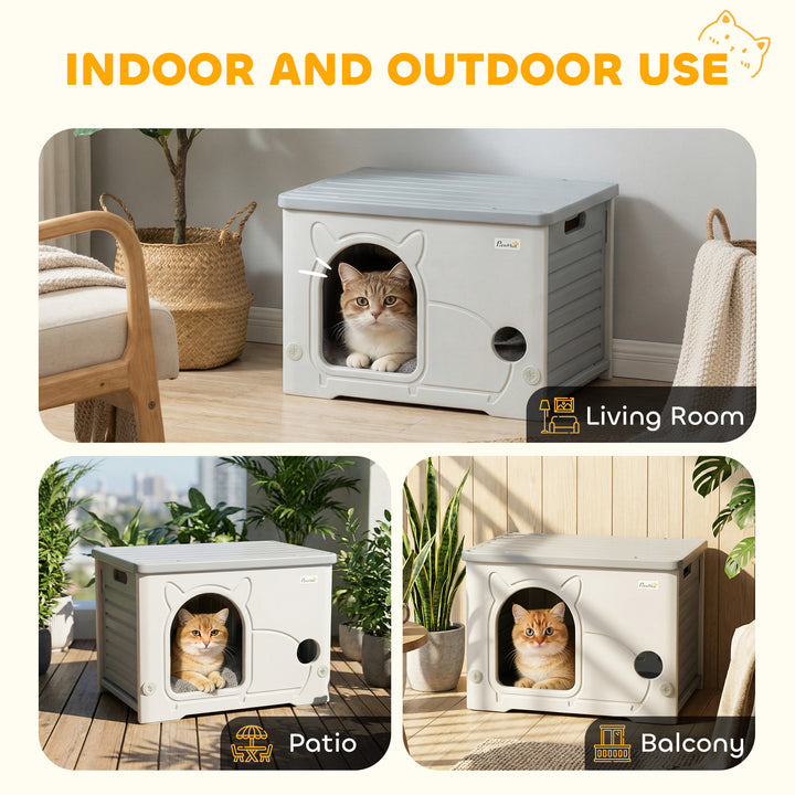 Cat House Stackable Pet Shelter with Removable Cushion for Indoor Outd