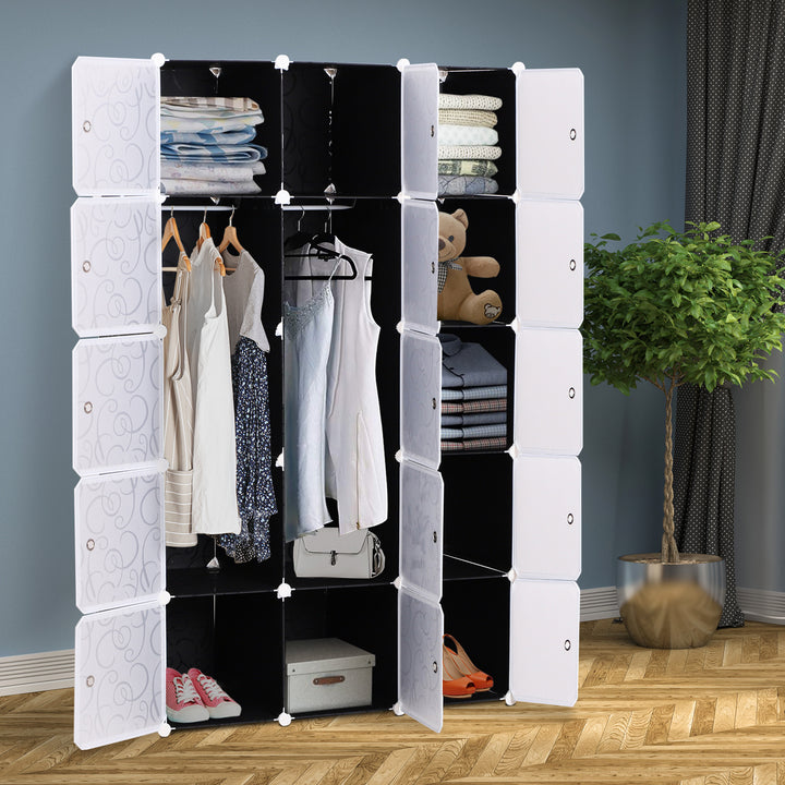 HOMCOM Cube DIY Wardrobe Portable Interlocking Plastic Modular Closet Bedroom Clothes Organiser Storage Cabinet | Aosom UK