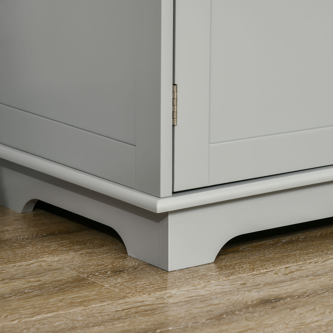 Sideboard with Rubberwood Top and Adjustable Shelves for Dining Room, Kitchen - Grey