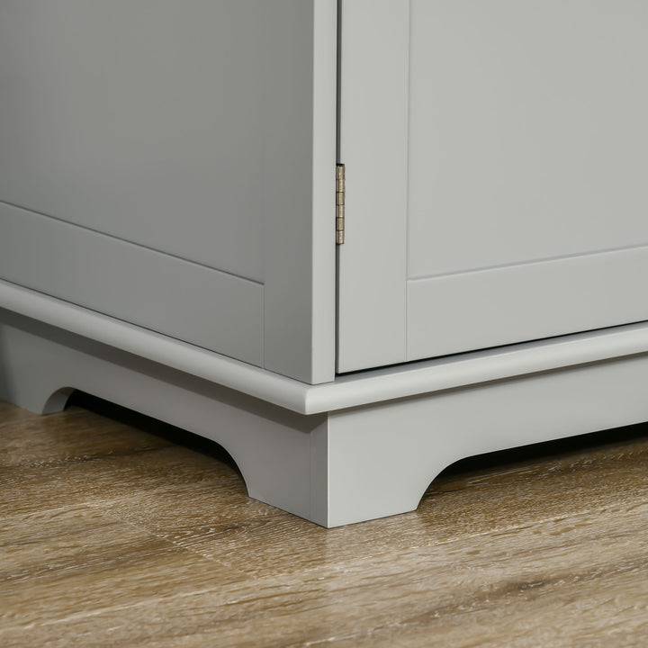 Sideboard with Rubberwood Top and Adjustable Shelves for Dining Room, Kitchen - Grey