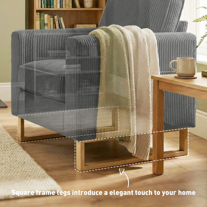 Accent Chair with Pocket Spring, Modern Industrial Armchair with Metal