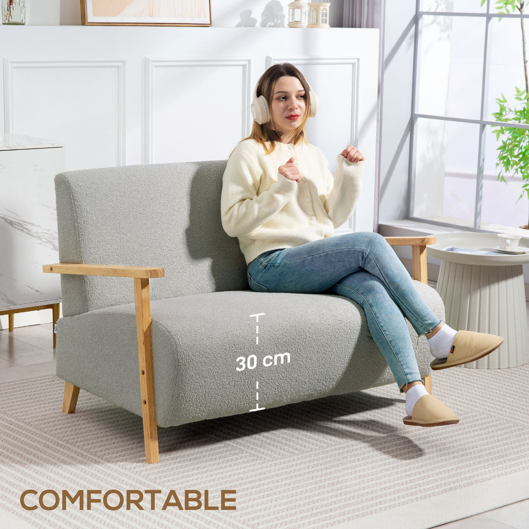 Small Sherpa Fabric 2 Seater Sofa Settee - Light Grey