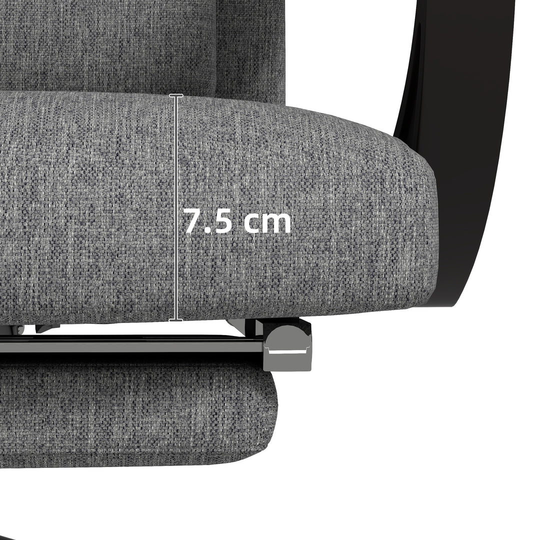 Linen-Look Office Chair, with 160° Reclining Back and Footrest - Grey