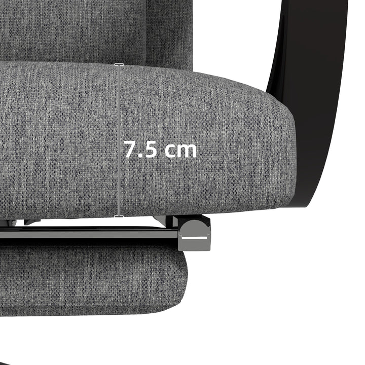 Linen-Look Office Chair, with 160° Reclining Back and Footrest - Grey