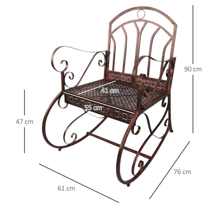MCL Metal Single Chair 1 Seater Garden Outdoor Rocking Chair Vintage Style Bronze