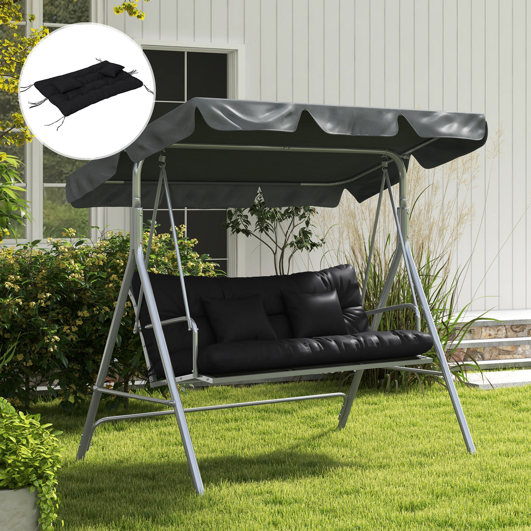 Back and Seat Cushion Replacement with 2 Pillows, Patio Chair Cushions Set with Ties, Black