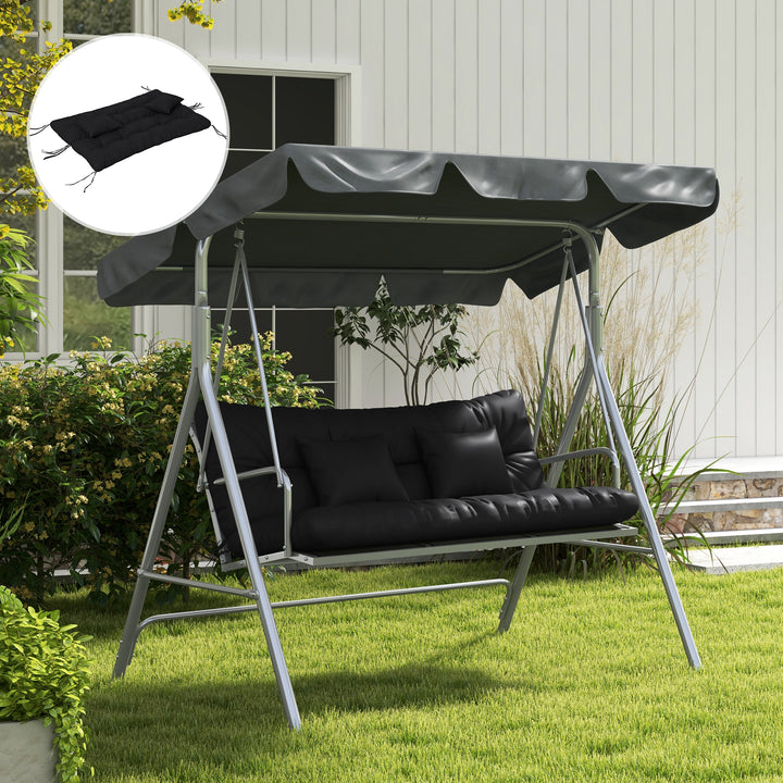 Back and Seat Cushion Replacement with 2 Pillows, Patio Chair Cushions Set with Ties, Black