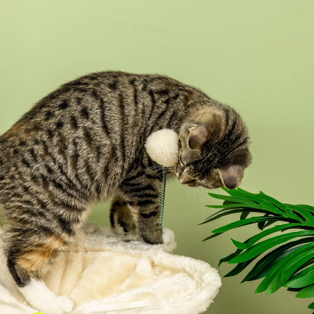 Cat Tree, with Scratching Posts, Hammock, Toy Ball - Beige