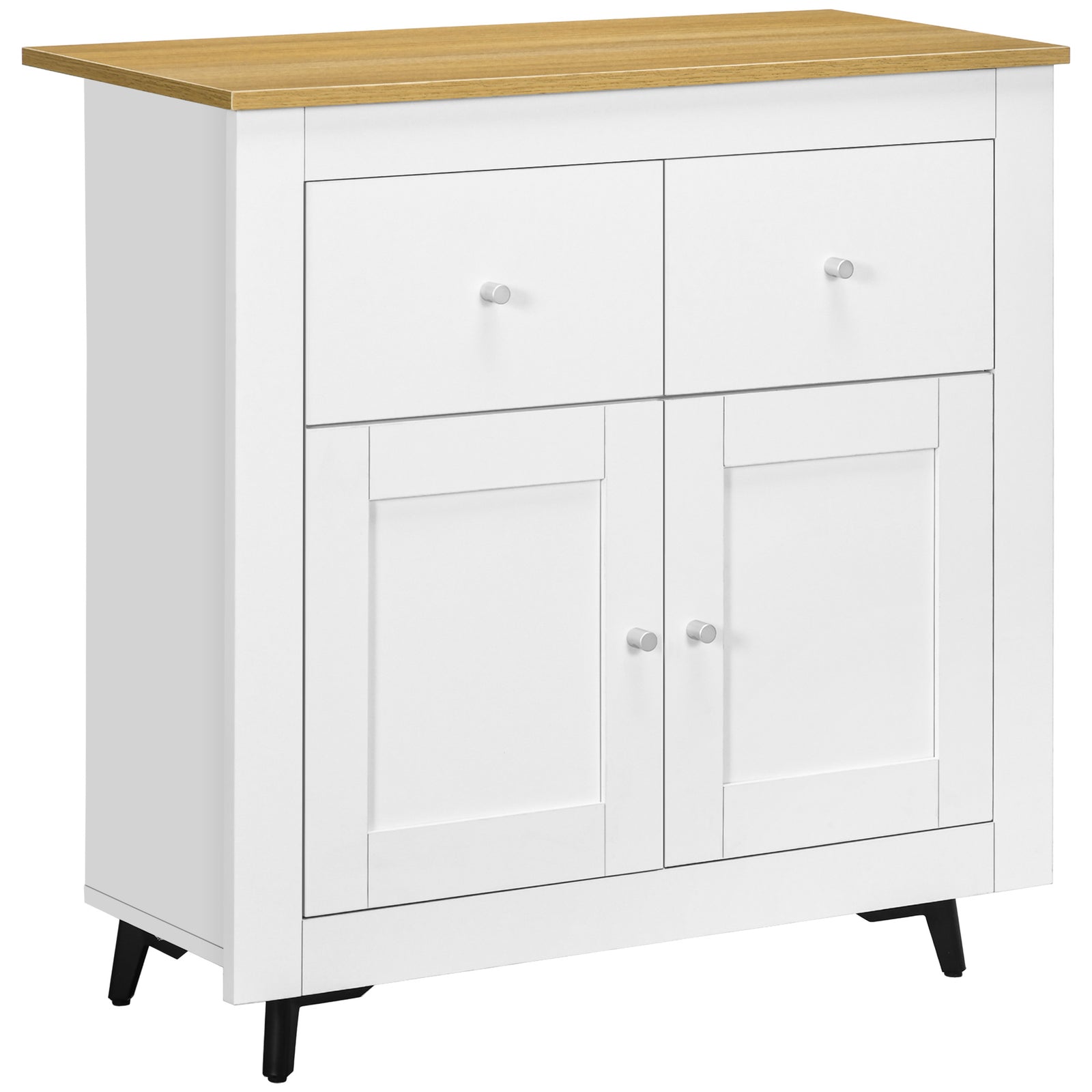 Sideboard Storage Cabinet, Modern Kitchen Cupboard with Double Doors and Drawers for Dining Room, Living Room and Entryway, White