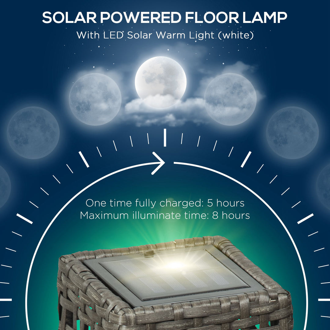 Outdoor Rattan Solar Lantern, Brushed PE Wicker Patio Garden Lantern wtih Auto On/Off Solar Powered LED Lights for Indoor & Outdoor Use, Porch, Yard, Lawn, Courtyard, Grey