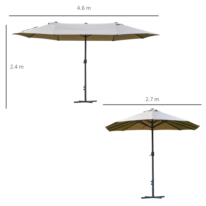 MCL 4.6M Sun Umbrella Canopy Double-sided Crank Sun Shade w/ Cross Base Khaki