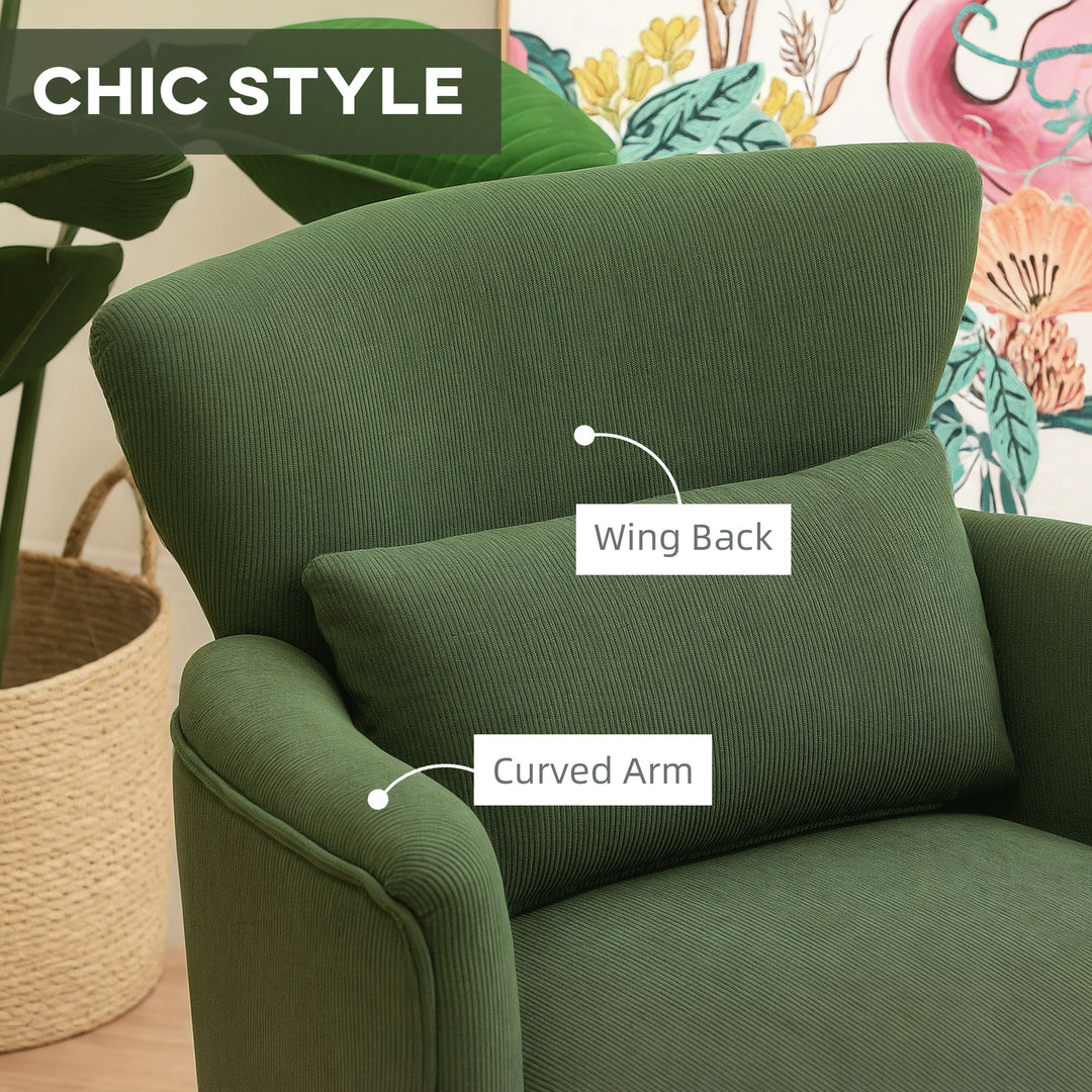 Corduroy Retro Accent Chair - Green
