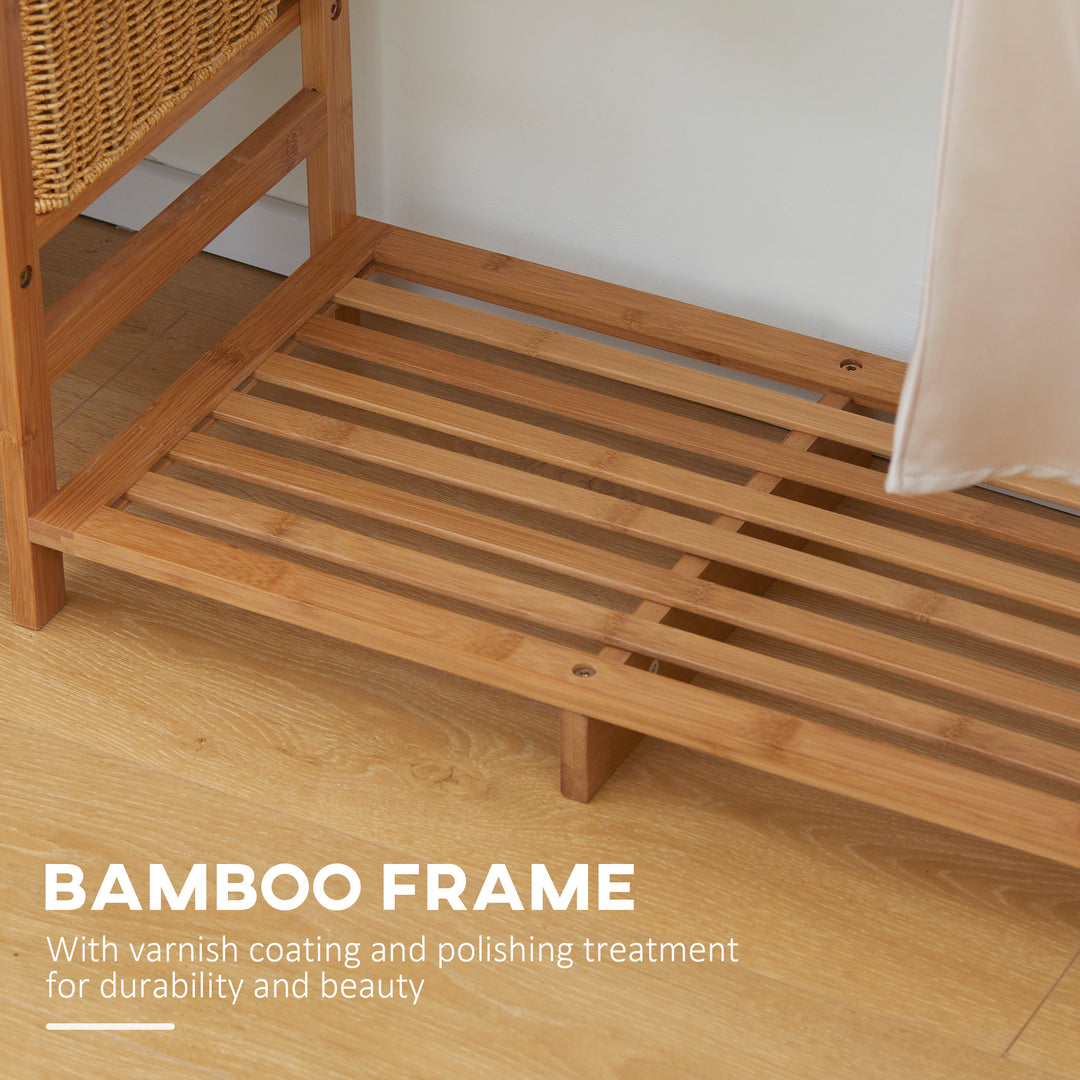 HOMCOM Bamboo Garment Rack: 6-Tier Storage Shelf with Hanging Rail for Bedroom & Living Room | Aosom UK