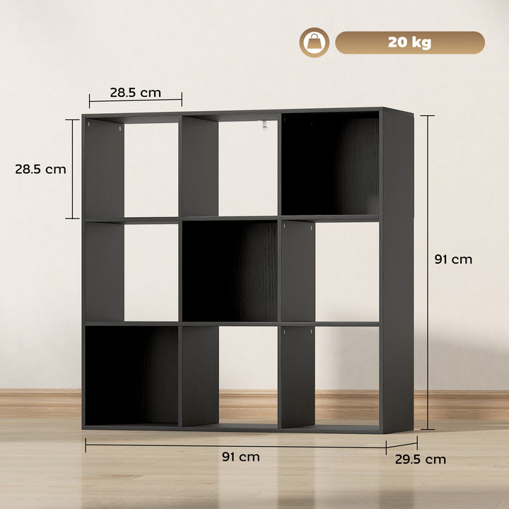 Nine-Cube Storage Shelf - Black