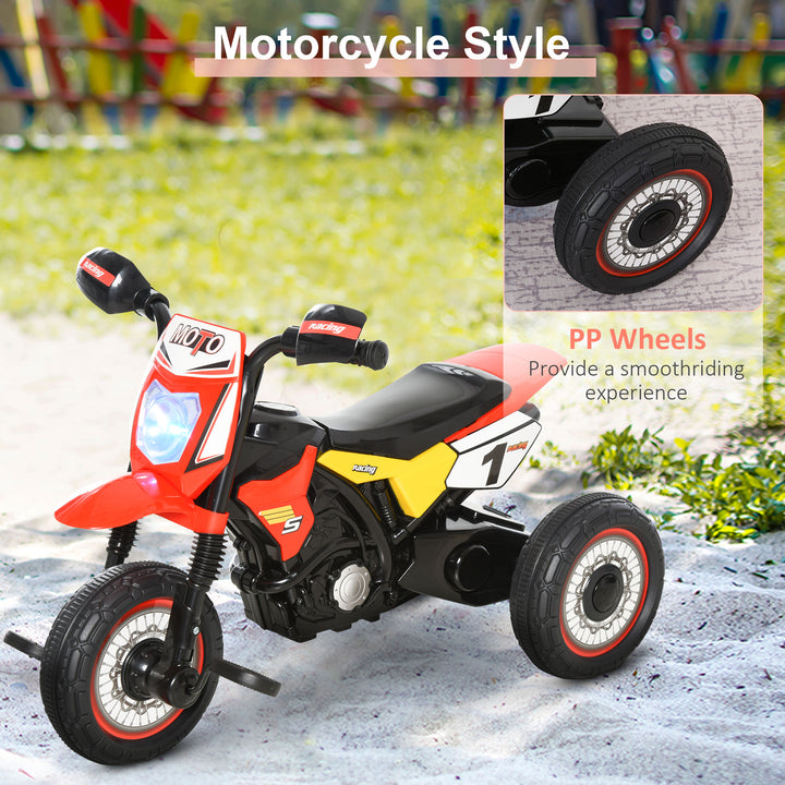 Toddler Pedal Motorcycle Kids Ride On Tricycle Early Learning w/ Music Lights Handlebar Stickers Exercise Boys Girls Gift for Kids 18 - 36 Months Red