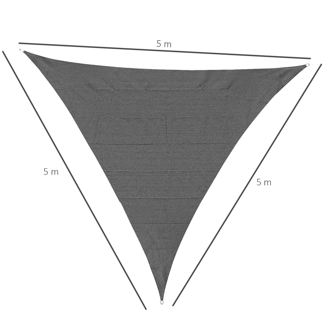 5x5m Triangle Sun Shade Sail Outdoor UV Protection HDPE Canopy w/ Steel Rings Ropes UV Block Outdoor Patio Shelter Grey