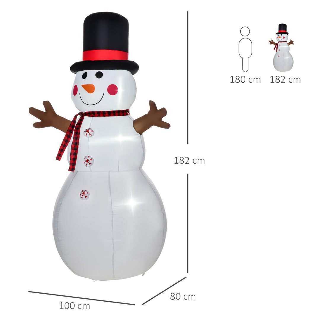 6ft Giant Inflatable Snowman Christmas Decoration w/ LED Lights Accessories Cute Family Fun Seasonal Outdoor Indoor