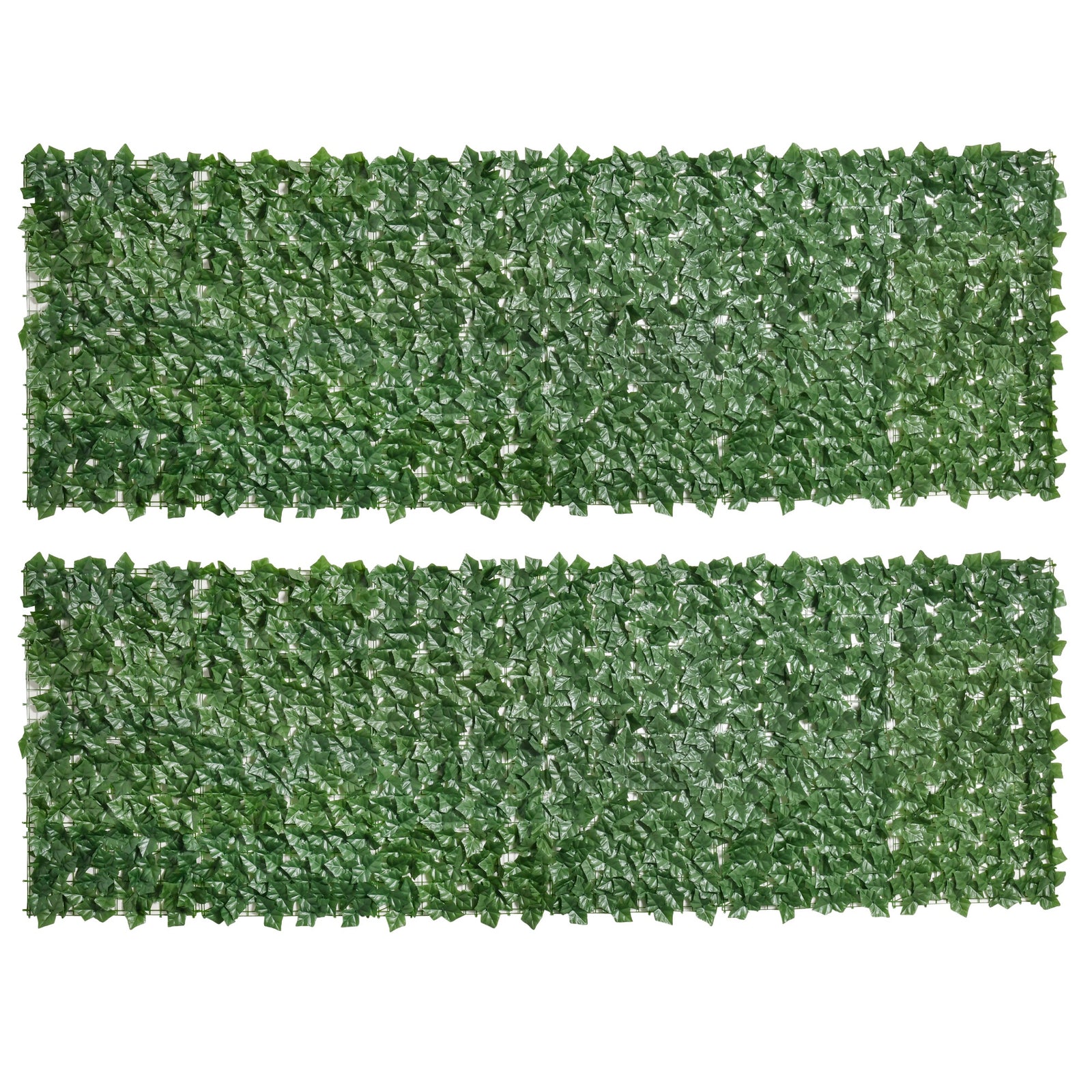 2-Piece Artificial Leaf Hedge Screen Privacy Fence Panel for Garden Outdoor Indoor Decor, Dark Green, 3M x 1M