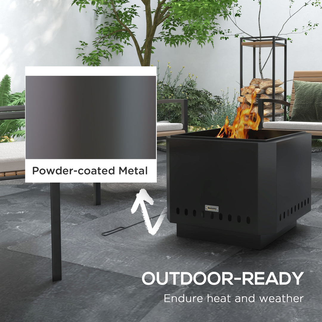 Smokeless Fire Pit, 48 cm Portable Wood Burning Firepit, Square Metal 