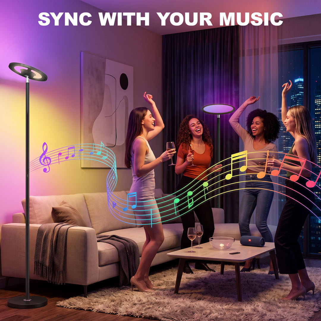 Uplighter Floor Lamp with Tuya App and Music Sync, Standing Lamp with 