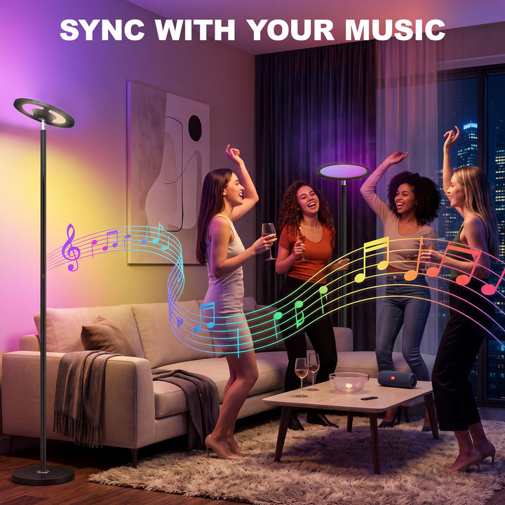 Uplighter Floor Lamp with Tuya App and Music Sync, Standing Lamp with 