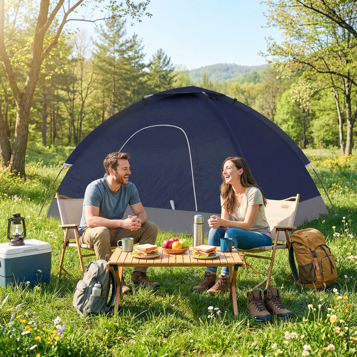 2 Person Camping Tent, Dome Tent with Zipped Doors, Storage Pocket, Po
