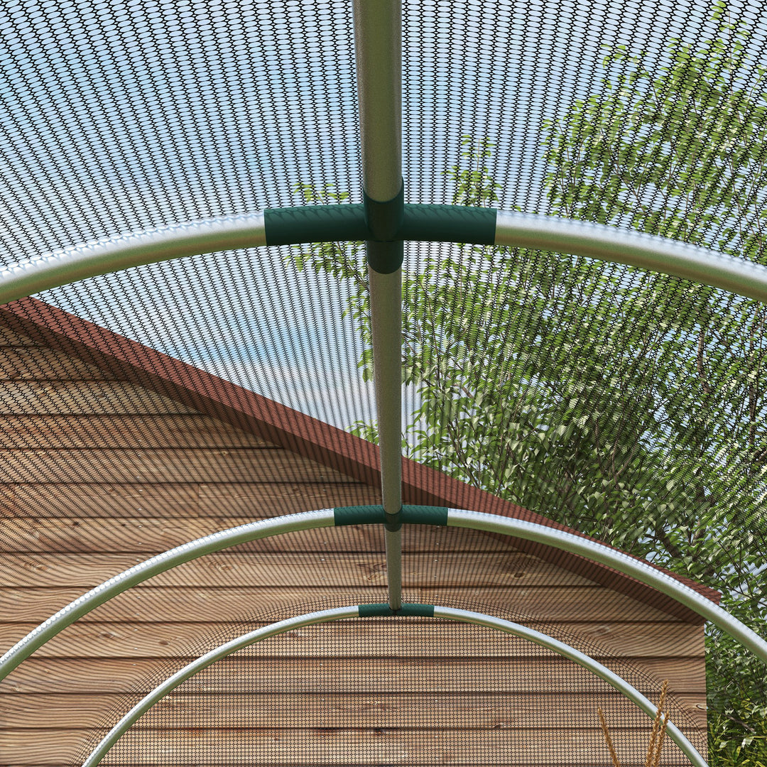 360 x 120cm Galvanised Steel Fruit Cage, Plant Protection Tent with Zipped Door, Black