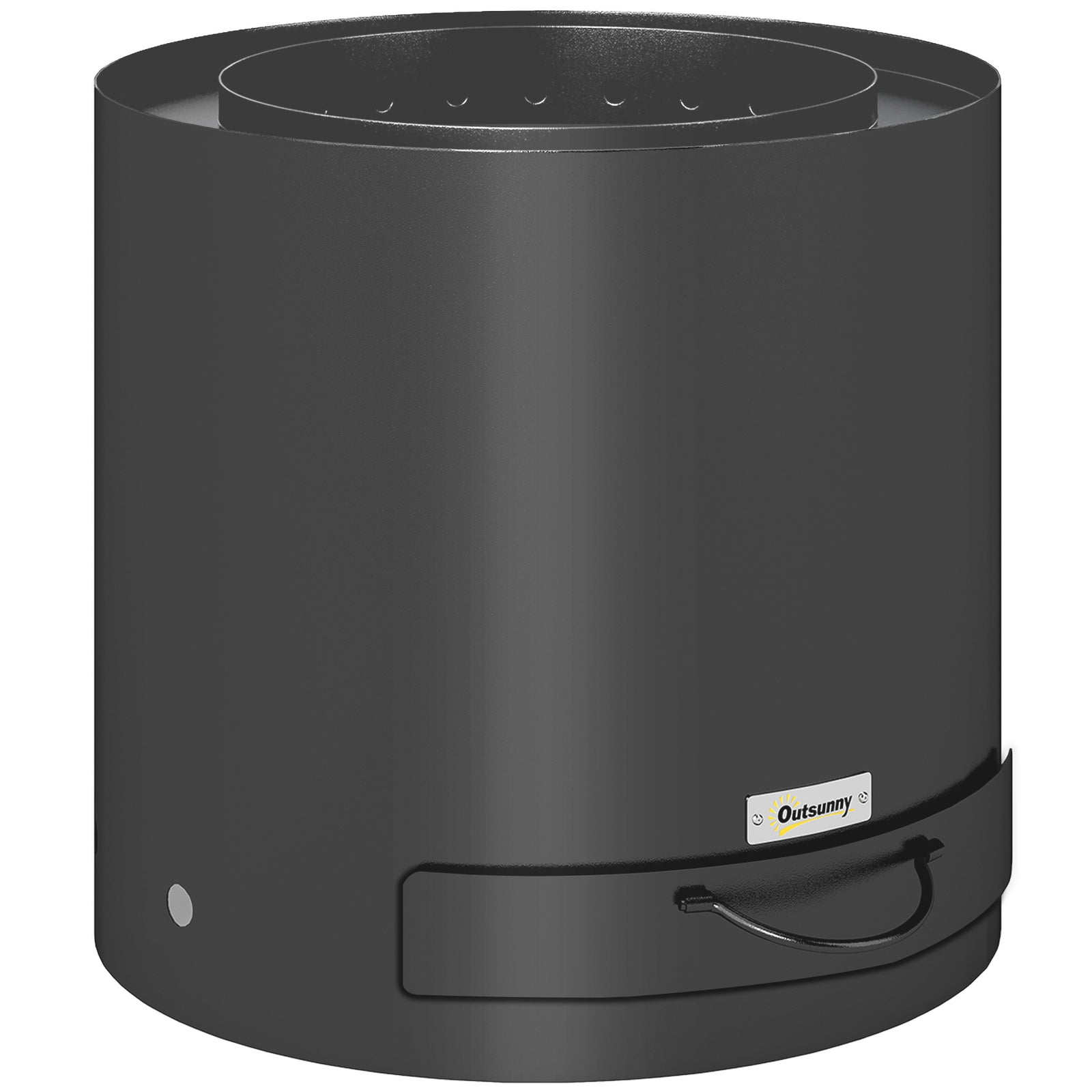 Metal Wood-burning Fire Pit with Fire Poker - Black