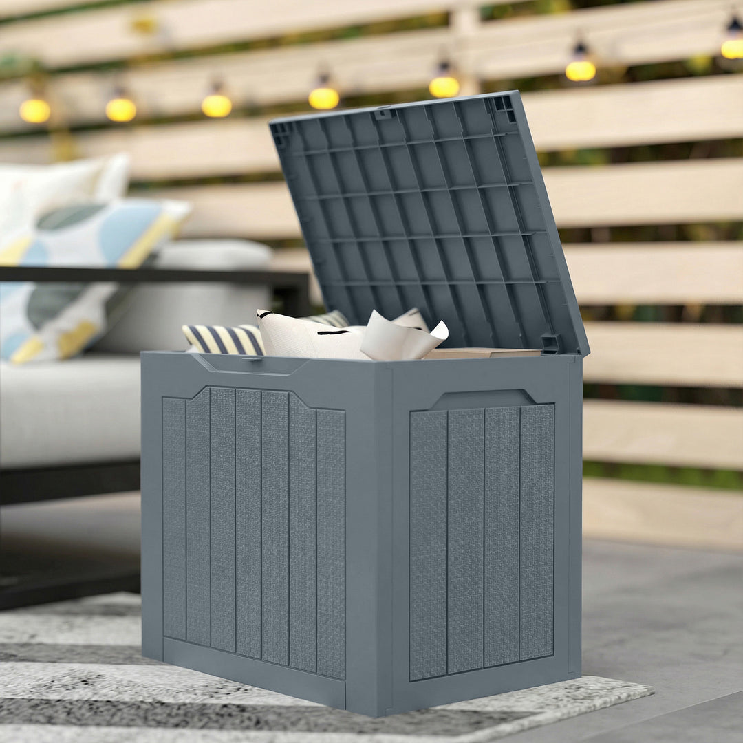 93L Plastic Garden Storage Box, Outdoor Storage Box with Handles, Waterproof Outdoor Storage Container
