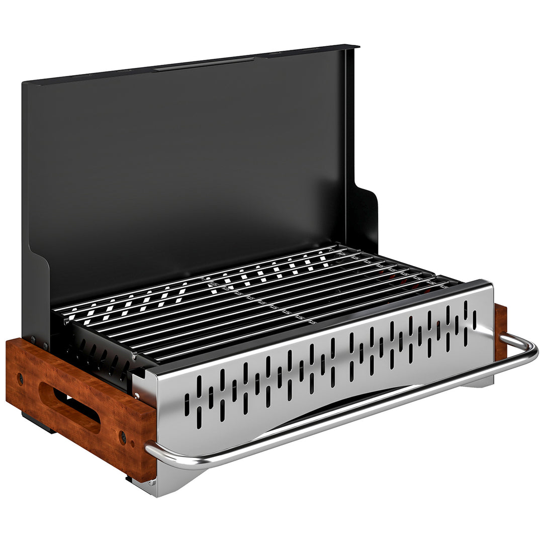 Portable BBQ Grill, Folding Charcoal Barbecue Grill with Removable Cha