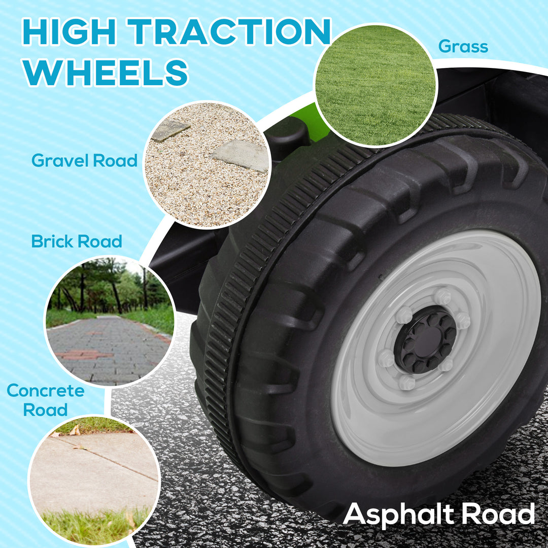 Ride On Tractor, Battery Powered Electric Car, with Detachable Trailer, Remote Control, Music - Green
