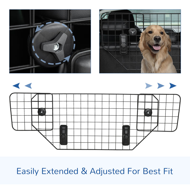 PawHut Dog Guard for Cars Adjustable Boot Barrier Metal Mesh Pet Headrest, 90-120W x 40.5H cm | Aosom UK