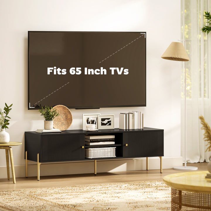 TV Stand for TVs up to 65", Entertainment Center with 2 Open Shelves, 
