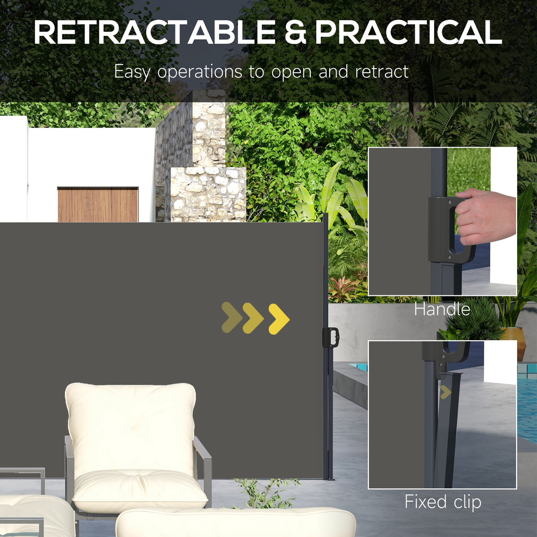 Retractable Side Awning, Outdoor Privacy Screen for Garden, Hot Tub, Balcony, Terrace, Pool, 400 x 160cm, Dark Grey